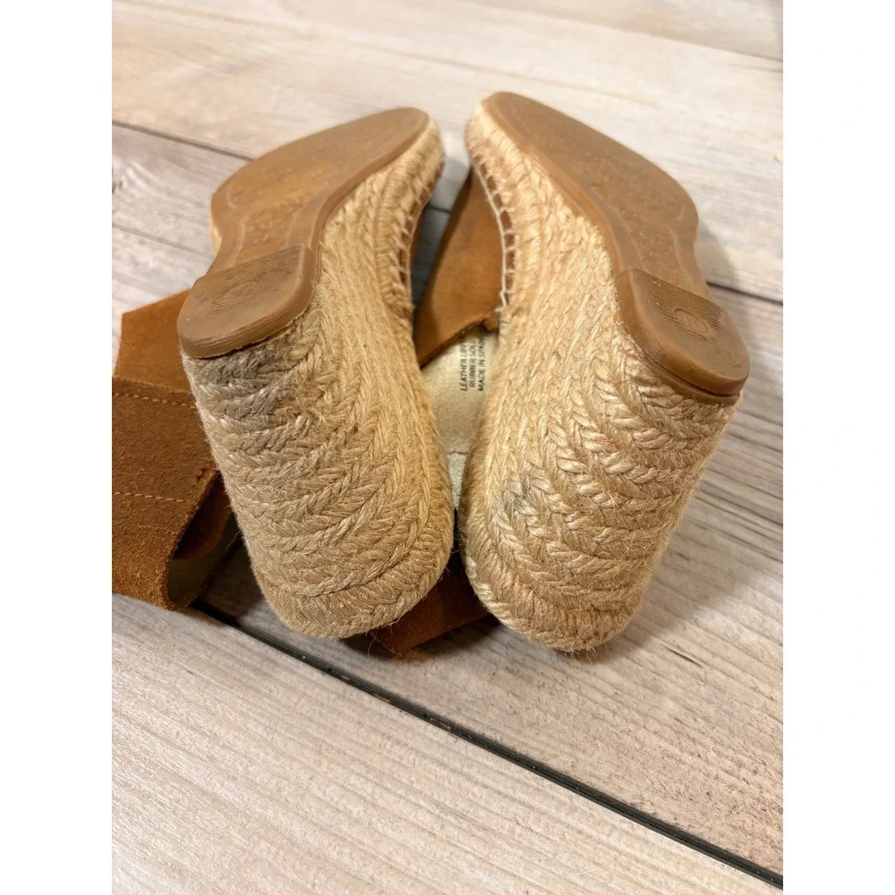 Maypol Suede Leather Espadrille Wedges Women's‎ 40 Peep Toe Chic Vacation Casual